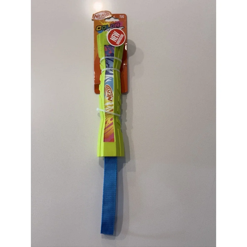 Nerf Color Blast Tug Dog Toy NF-9285 Neon Yellow Blue Pink Orange